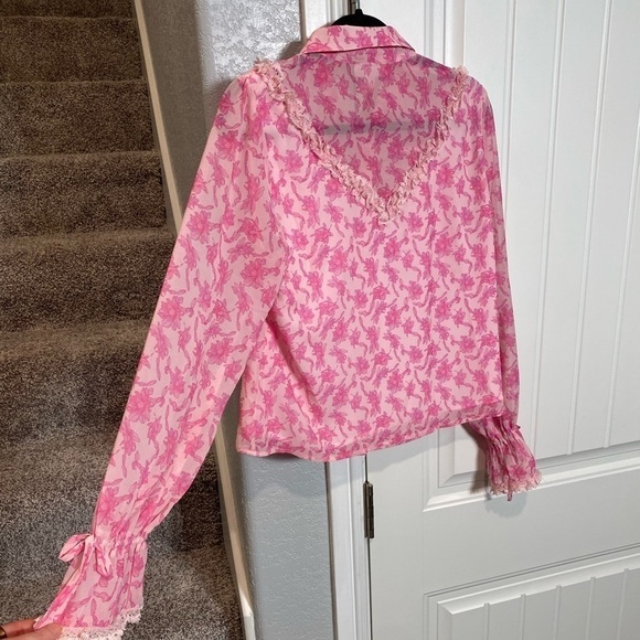 ALLISON NEW YORK DELILAH MINI SKIRT AND MATCHING TOP PINK FLORAL SET - Picture 5 of 16